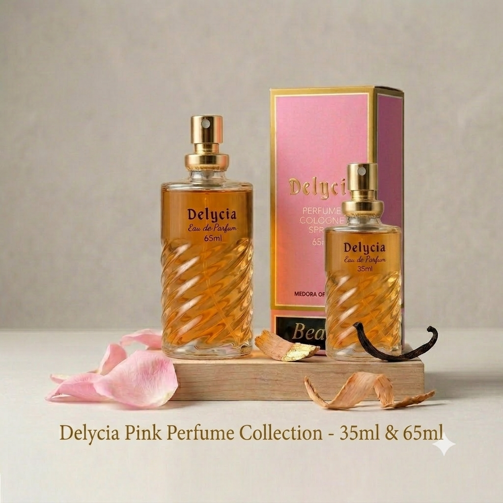Delycia Eau De Parfum Premium Collection for Men & Women - Pink & Green (35ml & 65ml)
