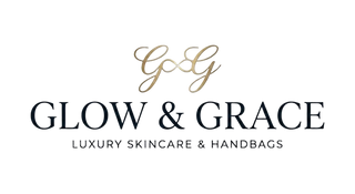 Glow & Grace logo with gold and black text on a white background